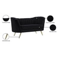thumbnail image 5 of Pemberly Row Modern / Contemporary Black Finish Velvet Loveseat, 5 of 8