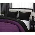 thumbnail image 5 of D.N.G. BEDDINGS 3 Piece Luxury Reversible Diamond Pattern Comforter Set Premium Super Soft, All Season 800 TC, 100% Egyptian Cotton Full/Queen Size Plum/Black Solid Color, 5 of 7