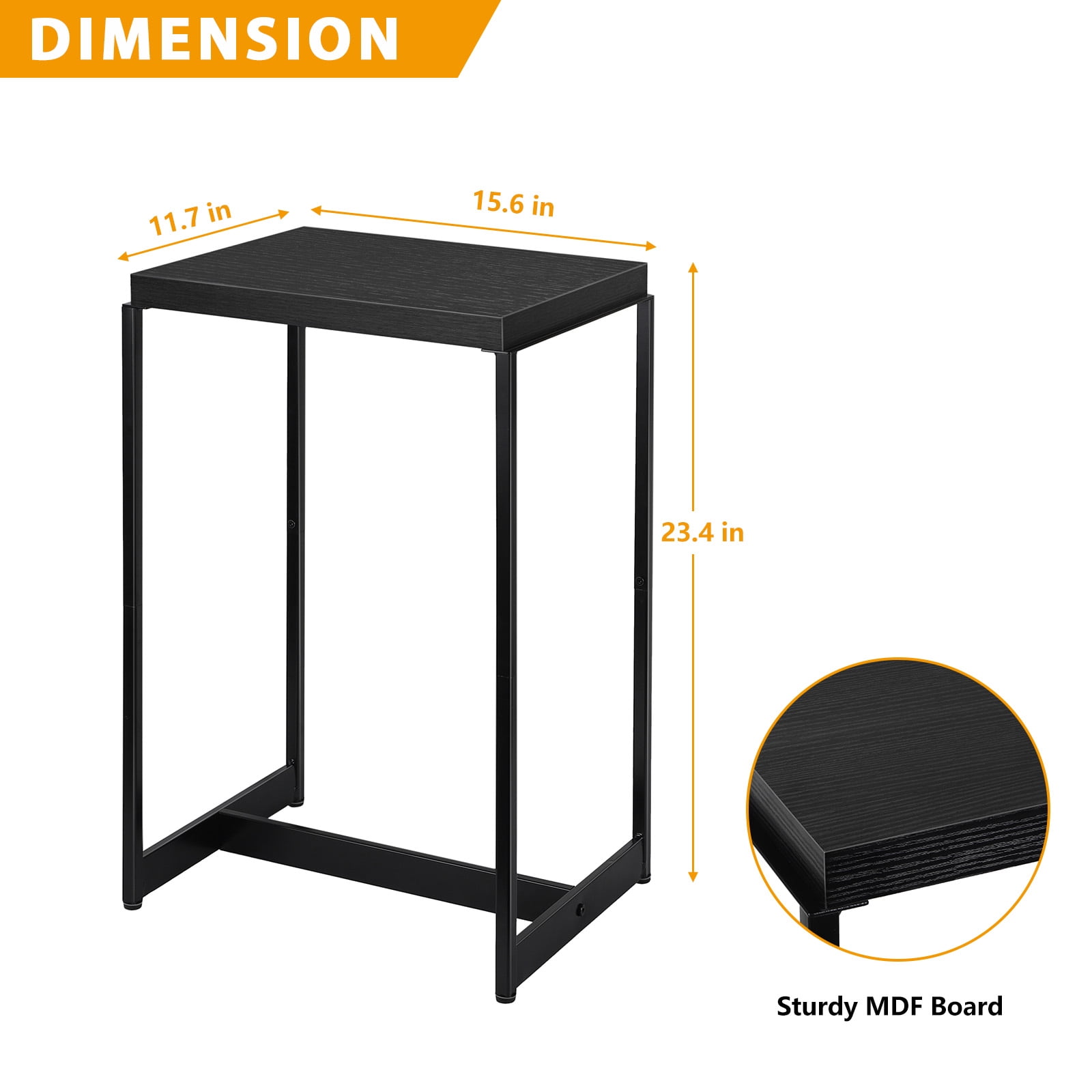 Oumilen Black Modern Bedroom Nightstands Set of 2 - Narrow Side Tables