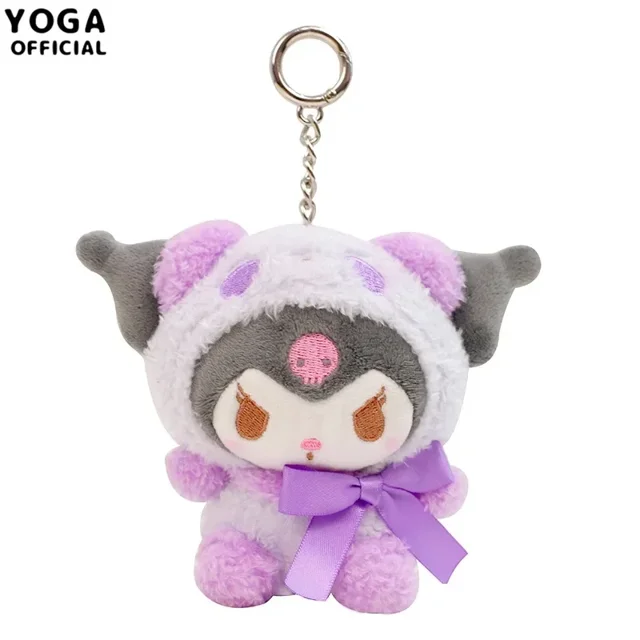 Colgante de bolsa de juguetes de peluche de cereza Sanrioed, Anime Kawaii, perro Purin de dibujos animados, Cinnamoroll, Kuromi, gato, muñeca, llavero, regalos para niñas
