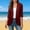 Wine, variant on LEKODE Women Open Front Three Quarter Plain Straight Cuff Solid Sheer Chiffon Mid Length Kimono Shrug Lightweight Everyday Tank Swim Daily Sun Protection Layering Outer Cover Up Topper Beige L