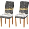thumbnail image 3 of Golden Black Marble Dining Chair Covers Set of 4 Spandex Stretch Seat Protector for Home Party Hotel Wedding, 3 of 6