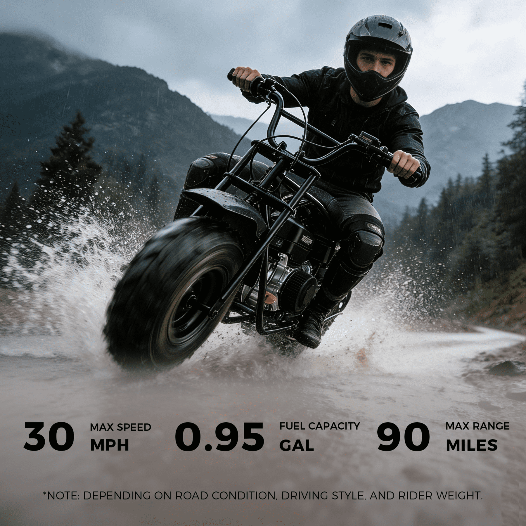 Oryxearth 4-Stroke Minibike, 196CC Gas Powered Dirt Bike,Off-Road Trail for Adult, up to 30 Mph, Black