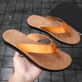 thumbnail image 6 of Mostsola Flip Flops for Men Leather Flats Arch Support Beach Shoes Soft Sole Slip on Shoes, 6 of 8