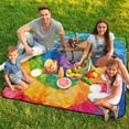 thumbnail image 7 of Colorful Tie Dye Vortex Picnic Blanket Waterproof Outdoor Beach Blanket Hand-held Pad Suitable for Travel, Camping, Beach, Family Gatherings, 7 of 7