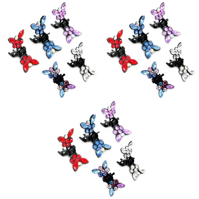 60 pcs Pin Claw Rhinestone Crystal Girl Accessories Baby Clip Toddler for Bangs Mini Color Random Hair Kids Knot