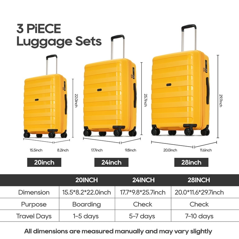 Ginza Travel Hardshell 3-Piece Luggage Set with TSA Lock and