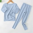 thumbnail image 2 of LIJCC Thermal Underwear for Kids Boys Girls Seamless Base Layer Long Johns Set Solid Color Soft Base Layer Top Long Underwear Tops+Pants Outfit, 2 of 5