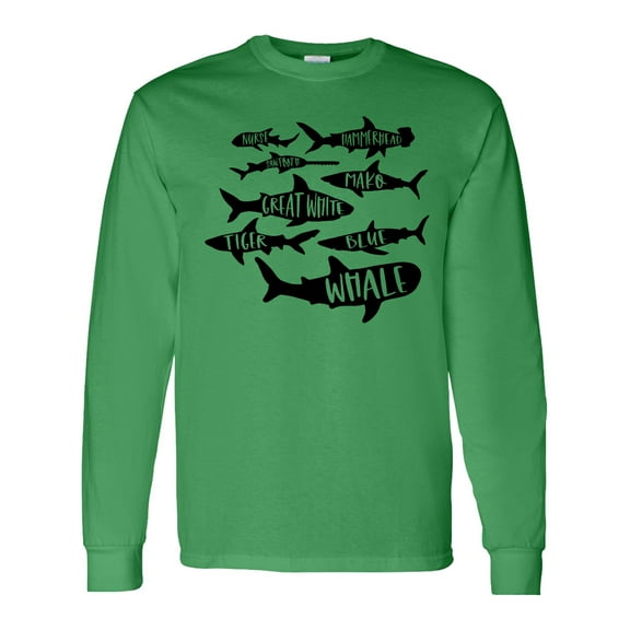 Inktastic Types of Sharks Long Sleeve T-Shirt