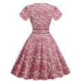 thumbnail image 4 of Pompotops Robe Mini à Manches Mi-Longues à Volants Imprimé Col Rabattu Bohème Mode pour Femmes, 4 of 8