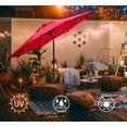 thumbnail image 2 of Bibana 9ft Solar 24 LED Lighted Patio Umbrella with 8 Ribs, Adjustment and Crank Lift System (Red), 2 of 9