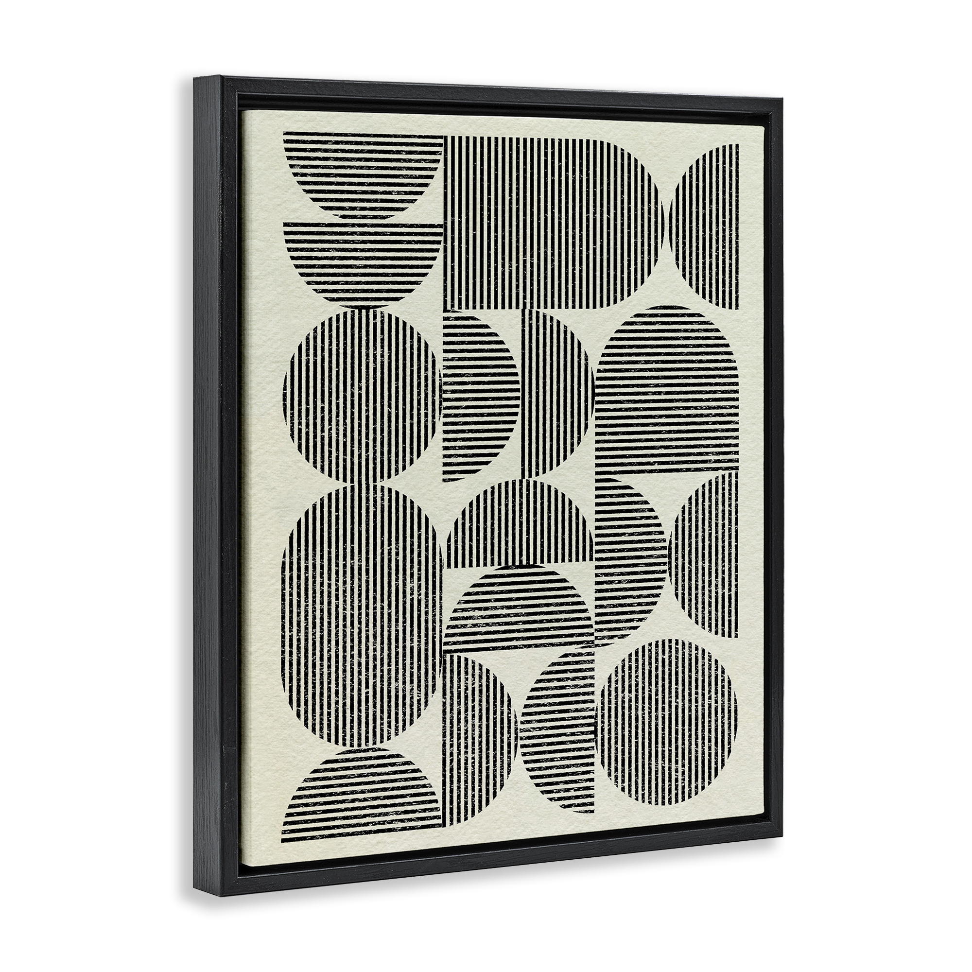 Stupell Industries Striped Arches Pattern Abstract Painting Black Floater Framed Canvas Art Print Wall Art, 25 x 31