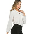 thumbnail image 3 of LELINTA Women Lantern Long Sleeve Chiffon Shirt Tops Blouse OL Work Lady Career Suit Top Solid Color Tie Blouse Tops, Black/ White/ Wine Red, M-3XL, 3 of 8