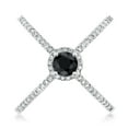thumbnail image 2 of Gem Stone King 1.51 Ct Round Black Sapphire 925 Sterling Silver Criss Cross X Ring (Size 5), 2 of 5