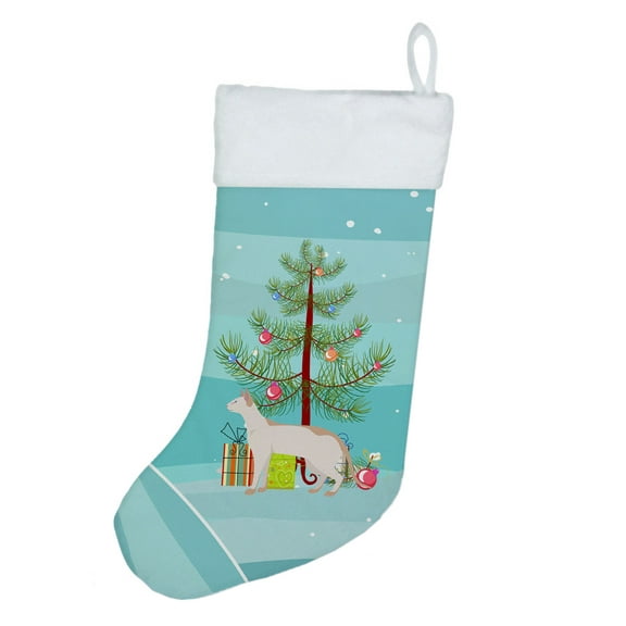 Colorpoint Shorthair #3 Cat Merry Christmas Christmas Stocking 13.5 in x 18 in