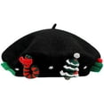 thumbnail image 2 of Christmas Beret Cap with Decoration Pearl Sweet Wool Artist Beanies Hats, 2 of 5