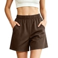 thumbnail image 5 of Yievot Women's Cotton Shorts Elastic Waist Loose Fit Summer Beach Vacation Casual Shorts, 5 of 6