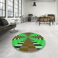thumbnail image 4 of Ahgly Tapis d'Intérieur Lavable en Machine Carré Transitionnel Vert Néon, 7 Pieds Carré, 4 of 7
