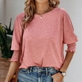 thumbnail image 6 of TYGHBN Women's Solid Color Fashion Loose Round Neck Point Sleeve Long Version T Shirt Loose Women Women Long Sleeve Athletic Top Long Sleeve Shirts Tall Long Sleeve Rayon Tops for Women Womens, 6 of 6