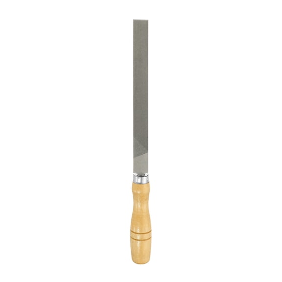 Uxcell Flat Thin Cut File 8" Double Cut Teeth High Carbon Steel with Wood Handle