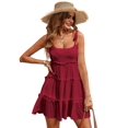thumbnail image 1 of Vestido Narecte Summer Cami Beach Boho para invitadas a la boda, color burdeos, talla M, 1 of 7