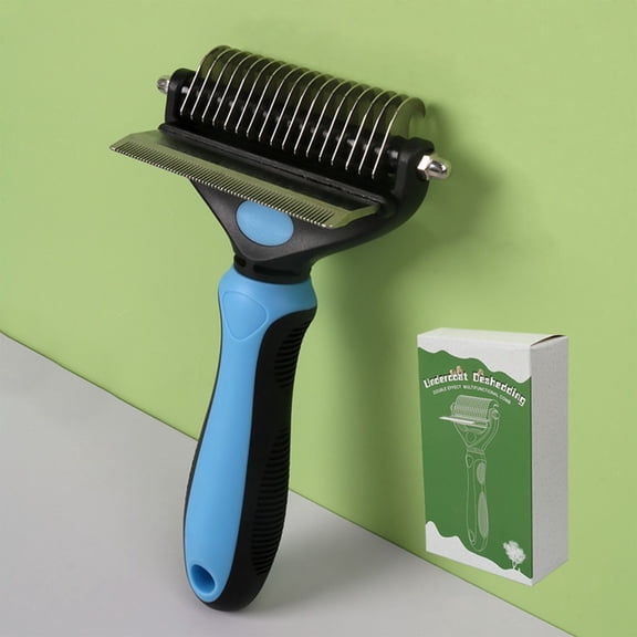 Double-Sided Undercoat Deshedding Comb,2-in-1 Knot Detangler and Removal Brush,Stainless Grooming Tool for Dogs Cats,Shedding Mat Remover