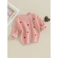 thumbnail image 4 of Newborn Baby Girl Sweaters 3M 6M 9M 12M 18M Cute Long Sleeve Heart Embroidery Knit Pullovers Infant Jumper Tops, 4 of 10