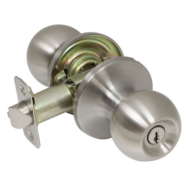 ProSeries Round Ball Keyed Entry Door Knob Handle, Satin Nickel