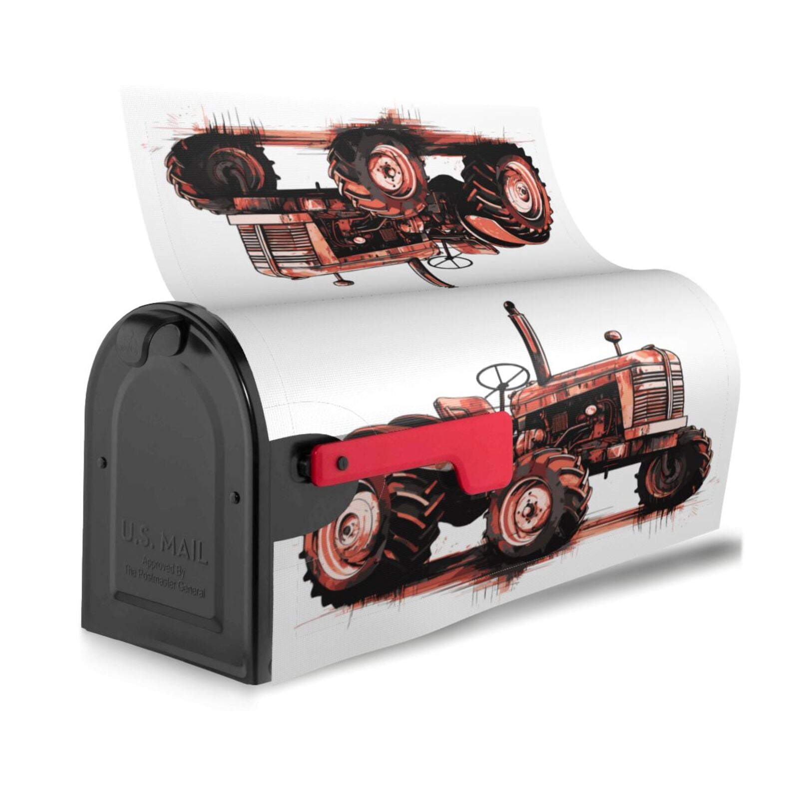 Logiee Farm Tractor Print Post Letter Box Wrap Decor, Mailbox Cover Suitable for Standard Mailbox and Large Size Mailbox,Outdoor Yard Decoration-21x18 in