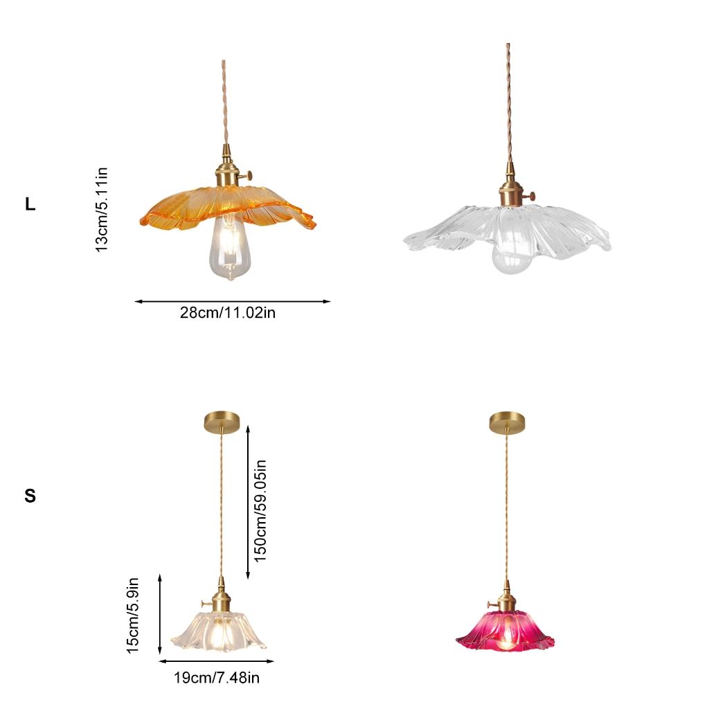 Sinyiin Decorative Flower Glass Chandelier Hanging Lamp Ceiling Light for Restaurant Kitchen Bedside Easy to Installation