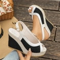 thumbnail image 6 of Dakaela Womens Open Toe Wedges Heels Ankle Strap Espadrille Platform Slip on Summer Sandals for Casual Beach Vacation Wedding Party Size 6-10 Black, 6 of 8