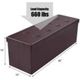 thumbnail image 2 of LINJH 45 Inches Folding Storage Ottoman Bench, Storage Chest Footrest Stool with Faux Leather, Entryway Bench 45'' x 15'' x 15'' (Brown), 2 of 9