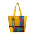 thumbnail image 1 of Bolso de Dama AngeLozano De Piel Vacuna con Gamuza, Floter, Charol y Bordado Artesanal Modelo Victoria Amarillo, 1 of 1