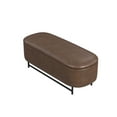 thumbnail image 3 of Pat Storage Bench Ottoman, Brown Faux Leather, Black Metal, 46 Inch, 3 of 5