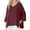Wine, variant on Elder Womens Summer Tops 3/4 Sleeve V Neck Side Slit Tees Loose Fit Casual Trendy Clothes
