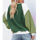 thumbnail image 4 of Sudadera de forro polar difuso con cuello redondo para mujer, informal, de moda, manga larga abombada, color block, Tops, verde, XL, 4 of 6