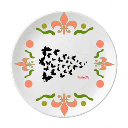 

Butterflies with Dark Colour Flower Ceramics Plate Tableware Dinner Dish