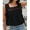 thumbnail image 4 of Women Lace Vest Tanks Y2K Sleeveless Split Side Tie Tank Top Sheer Ruffle Shirt Summer Going Out Crop Tops, 4 of 8