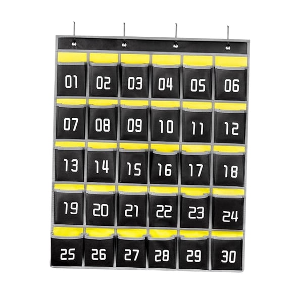 mmirethe Storage Bag Teaching Tool Supplies Accessories Numbered Pocket Organizer Keeps Essentials Neat And Accessible Etc. Keys Gray black 30 Pockets