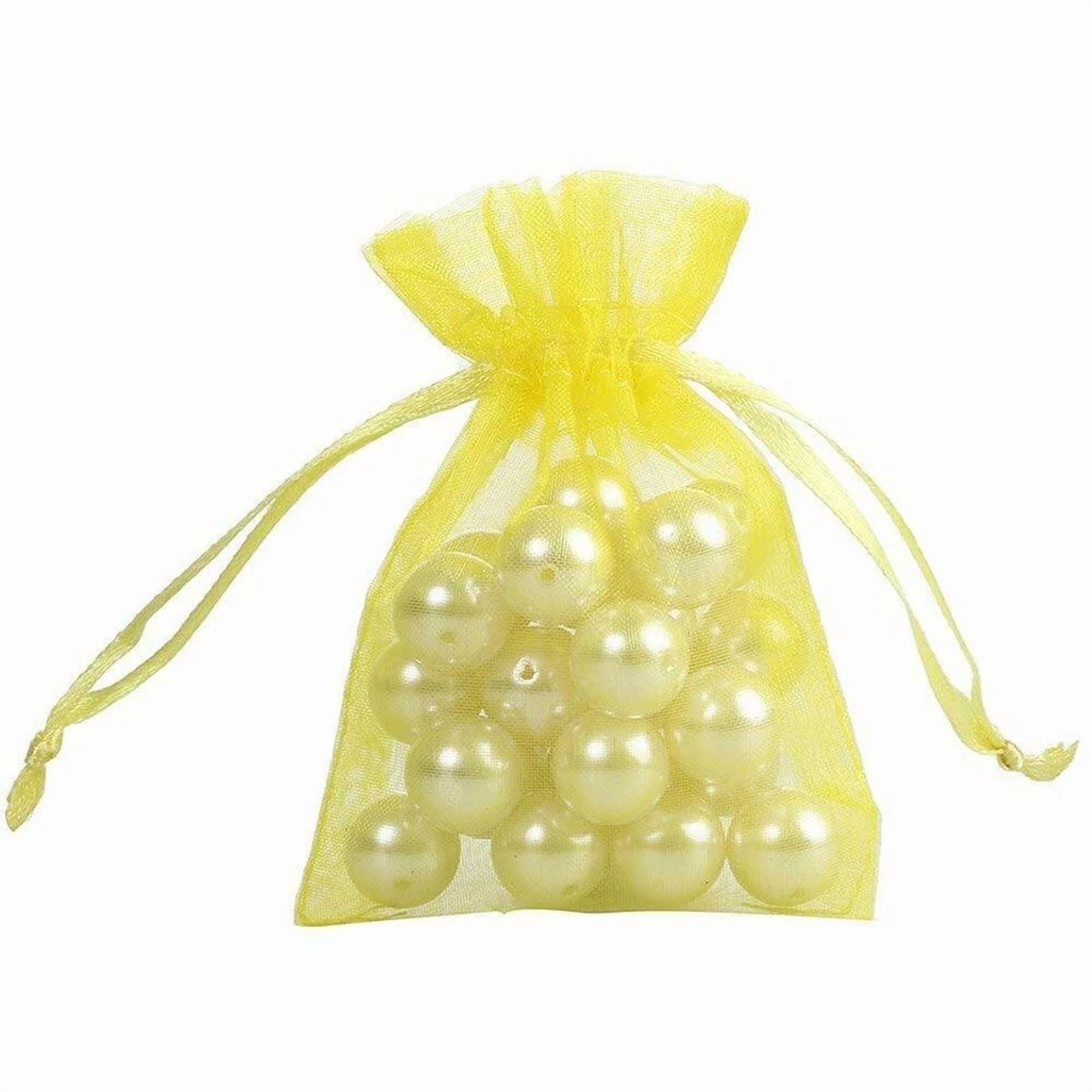 BUTTERFLY- 100Pcs Yellow Organza Bags 4X 6 Wedding Christmas Favors Gift Drawstring Pouches