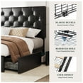 thumbnail image 5 of Amolife Full Bed Frame with 4 Storage Drawers and Faux Leather Headboard, Black, 5 of 7