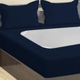 thumbnail image 5 of D.N.G. BEDDINGS 3 Piece Box Spring Cover - 100% Egyptian Cotton, 800 TC, Wrap Around 4 Sides Bed Skirt for Hotel & Home, Fits Box Springs up to 8 Inch - Twin XL, Stripe Navy Color, 5 of 9