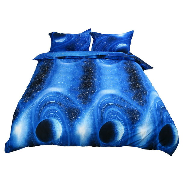 3 Pieces Galaxy Duvet Cover Bedding Set, Royal Blue Duvet Cover Queen