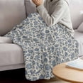 thumbnail image 3 of Light Blue Floral Blanket Soft Cozy Warm Throw Blanket for Couch, Plush Fuzzy Flannel Fleece Blankets for Sofa, Rustic Vintage Flowers Botanical Spring Bed Blankets Lightweight Gifts for Men, 50"x80", 3 of 9