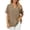 Khaki, variant on Notched V Neck Blouses for Women, Back Pleated Roll Short Sleeve Tops for Women, Loose Fit Summer Casual Tops, Textured Work Daily Wear Spring Blouses