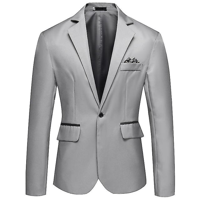 Mens Casual Slim Suit Jacket, One Button Notched Lapel Business Blazer Jacket