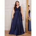 thumbnail image 3 of AURA Plus Size Deep V Neck Mermaid Evening Dress Sexy Backless Long Formal Gown, 3 of 7