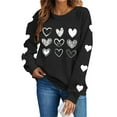 thumbnail image 2 of BLTIBY Valentine Shirts for Women Love Heart Printed Sweater Crewneck Long Sleeve Pullover Blouse Casual Fashion Valentines the Day Top Black 2 L, 2 of 8