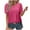 Hot Pink, variant on WCMZJ Womens Short Sleeve Tops Solid Boho Shirts Casual Keyhole Crew Neck Tunic Shirts Summer Ruched Blouse Red 2XL