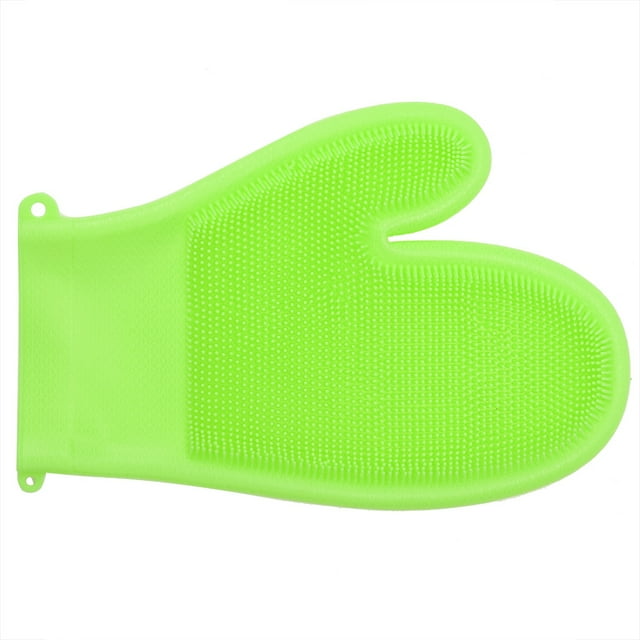 Guante de silicona antideslizante resistente a altas temperaturas para cocina casera (verde hierba)